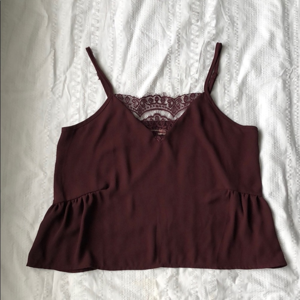 Gianni Bini GB Lace Maroon Burgundy Cami Tank L